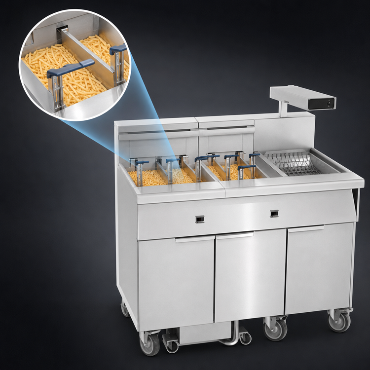 Product image #4 for Imperial Electric 6-Tank Floor Fryer with 50 lb. Capacity Tanks, Built-In Filter System, and Dump Station