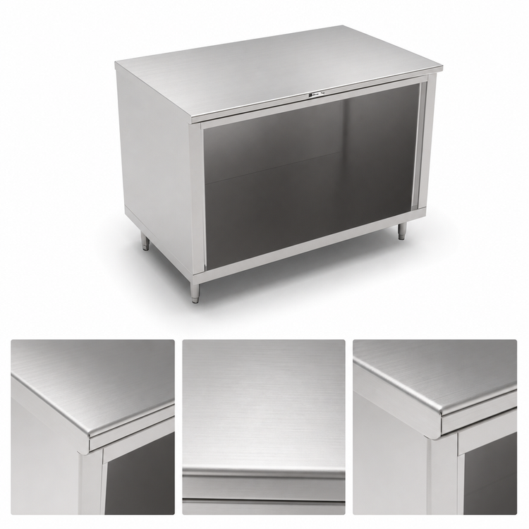 Product image #4 for John Boos 84"W x 36"D 16-Gauge Stainless Steel Open Front Modular Base Work Table with Stallion Safety Edge