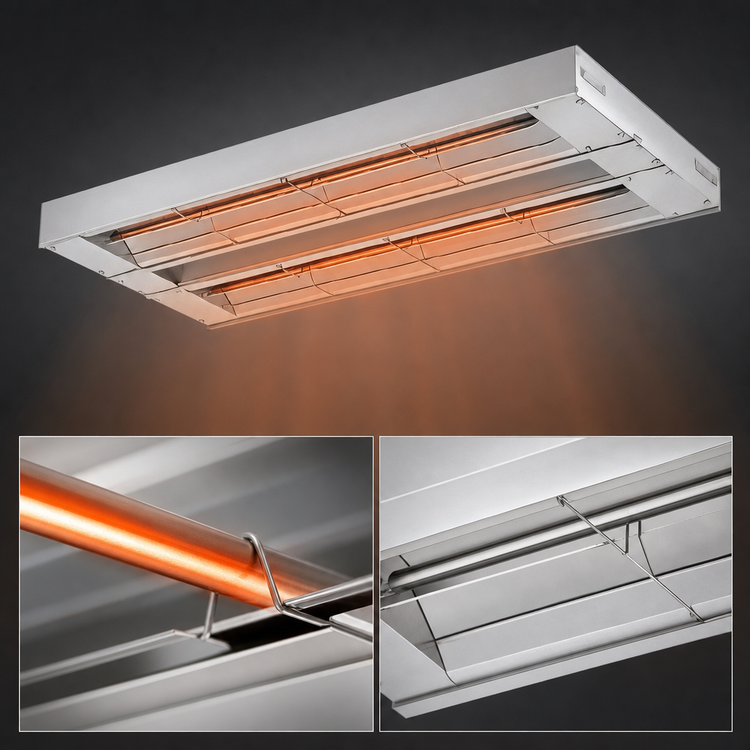 Product image #4 for Hatco Glo-Ray® 84-Inch Double Unlighted Infrared Strip Heater, Standard Wattage, 3000 Watts, Aluminum