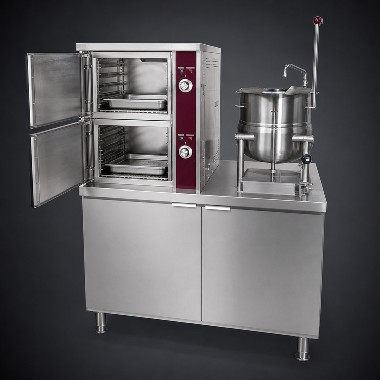 Product image #4 for Crown DCX-2-6 Two-Compartment Direct Steam Convection Steamer with 6 Gallon Kettle
