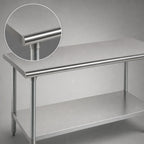 Thumbnail image #4 for Advance Tabco AG-2412 144-Inch x 24-Inch 16-Gauge 430 Stainless Steel Flat Top Work Table with Adjustable Galvanized Undershelf