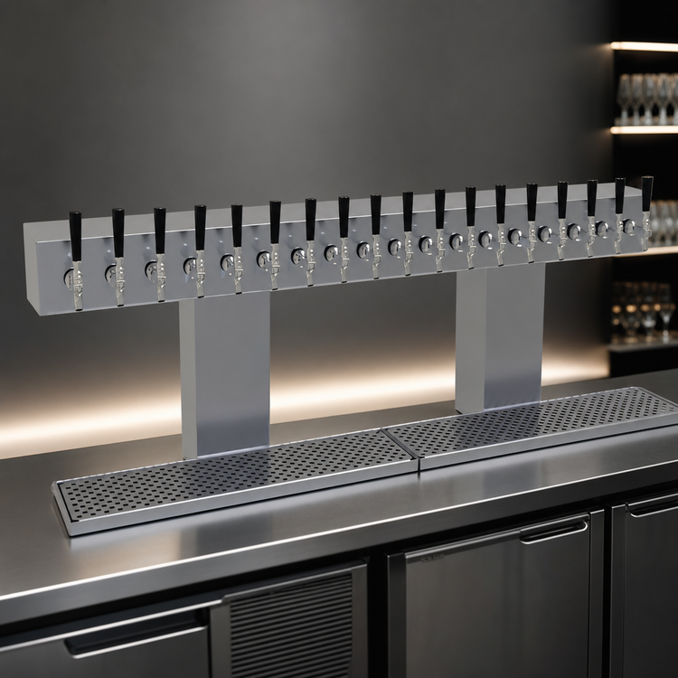 Product image #4 for Glastender Double-Column Countertop Air-Cooled Bridge Draft Dispensing Tower with 18 Stainless Steel Faucets