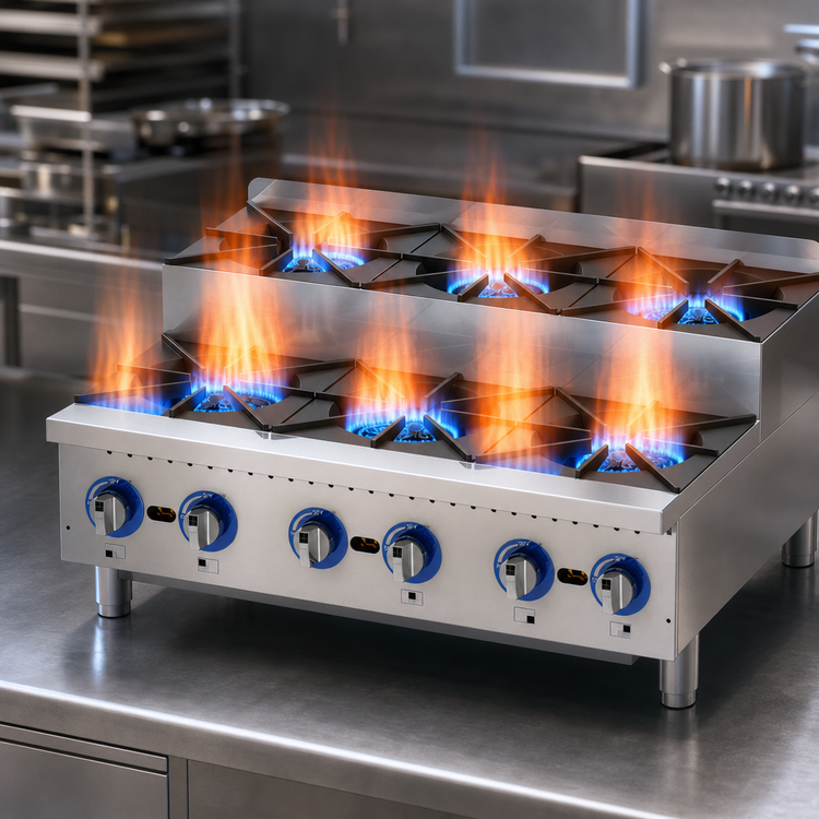Product image #4 for 36-Inch Countertop Commercial Gas Hot Plate with 6 Burners and 180,000 BTU
