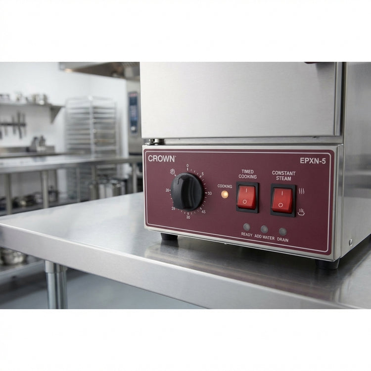 Product image #3 for Crown EPXN-5 Single Compartment Electric Boilerless Countertop Convection Steamer, 5 Full-Size Pan Capacity