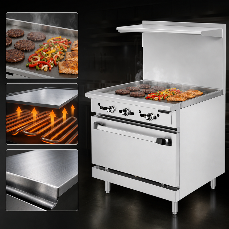 Product image #4 for Turbo Air Radiance 36-Inch Propane Heavy Duty Gas Range with Thermostatic Griddle and Standard Oven
