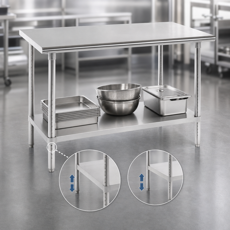 Product image #4 for Advance Tabco 84-Inch x 24-Inch Flat Top Stainless Steel Work Table with Adjustable Undershelf