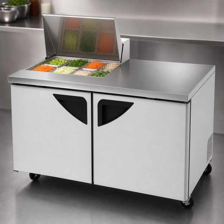 Product image #4 for Turbo Air Super Deluxe Two-Section Sandwich/Salad Prep Table, 60-Inch, 16 Cu. Ft., 8-Pan Opening, Stainless Steel