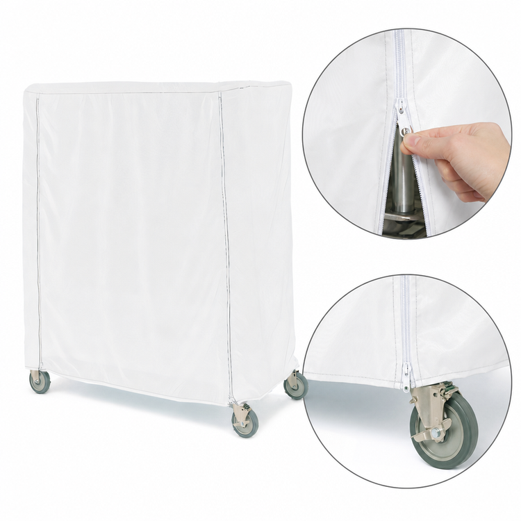 Product image #4 for Metro Waterproof White Cart Cover for Queen Mary & Banquet Carts, 60 x 21 x 62 Inches