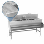 Thumbnail image #4 for Eagle Group Spec-Bar B5.5-3-L-19 3-Compartment Underbar Sink with Left Drainboard, 66W x 19D x 37H, 8-Inch Backsplash