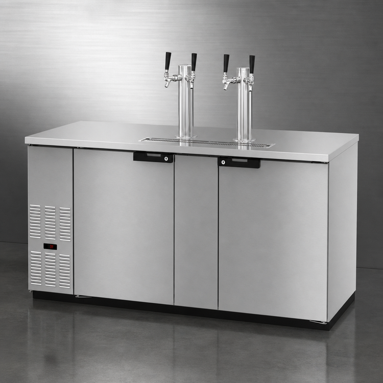 Product image #4 for Hoshizaki DD69-S Two-Section Self-Contained Direct-Draw Draft Beer Cooler with 2 Stainless Steel Towers and 3 Faucets, 69-1/2 Inch Wide
