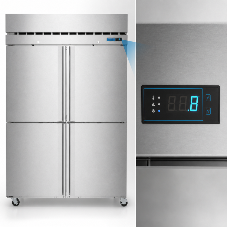 Product image #4 for Hoshizaki Steelheart Two-Section Reach-In Freezer with Solid Half Doors, 50.37 Cu. Ft., Top-Mounted Self-Contained Refrigeration