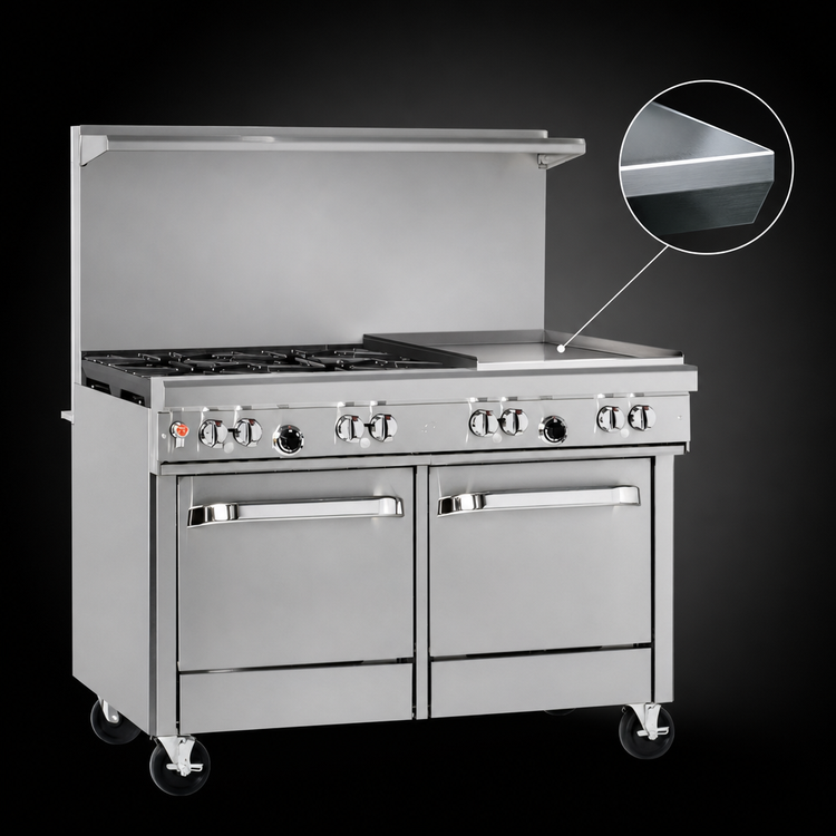 Product image #4 for Southbend Ultimate 48-Inch Commercial Gas Restaurant Range with 4 Burners, 24-Inch Griddle, and 2 Space Saver Ovens