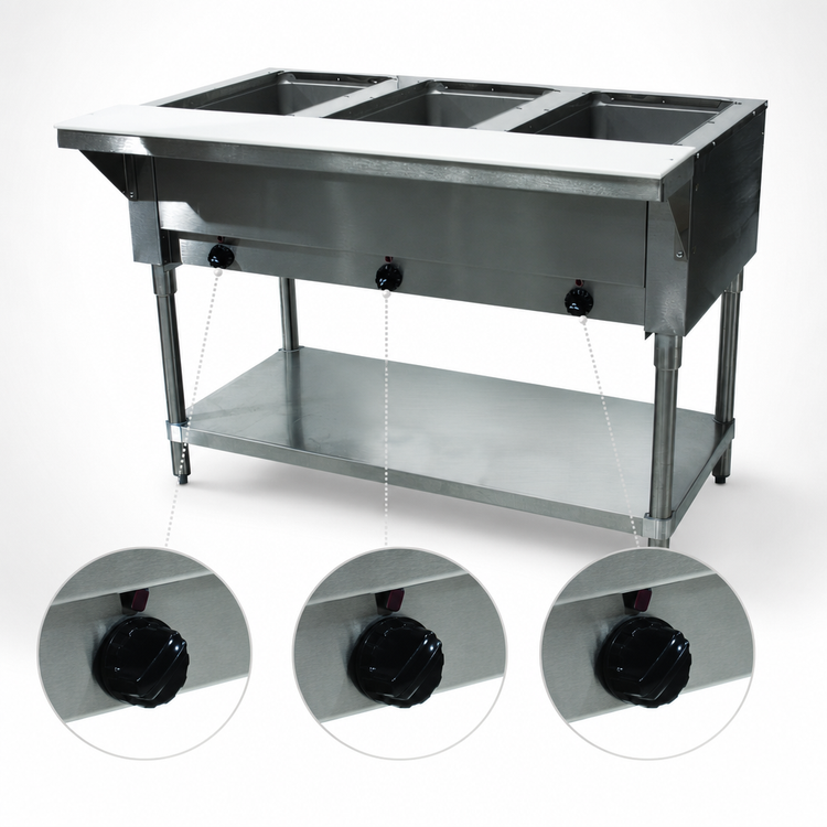 Product image #4 for Advance Tabco Triumph (Supreme) 48-Inch Electric Hot Food Table with 3 Sealed Wells and Open Base