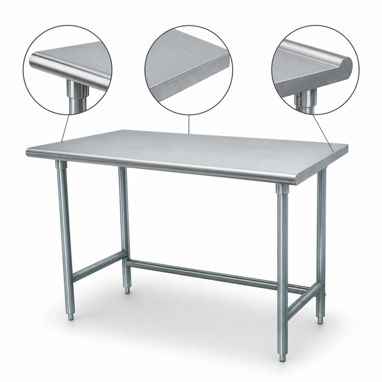 Product image #4 for Advance Tabco Special Value Series 84 Inch x 30 Inch Flat Top Stainless Steel Work Table with Open Base