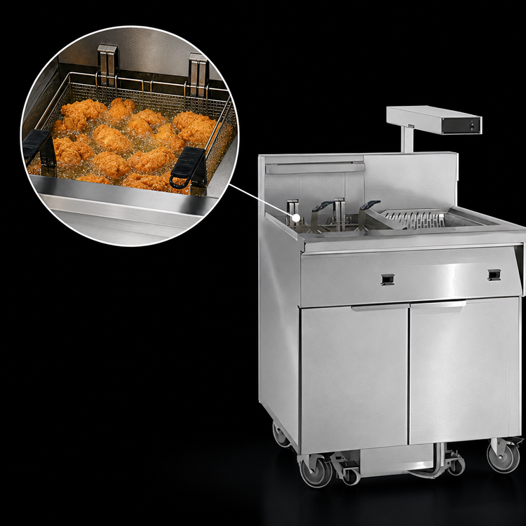 Product image #4 for Imperial IFSCB150EUC Commercial Electric Floor Fryer with Built-In Filter System, Dump Station, and Computer Controls, 50 lb. Capacity