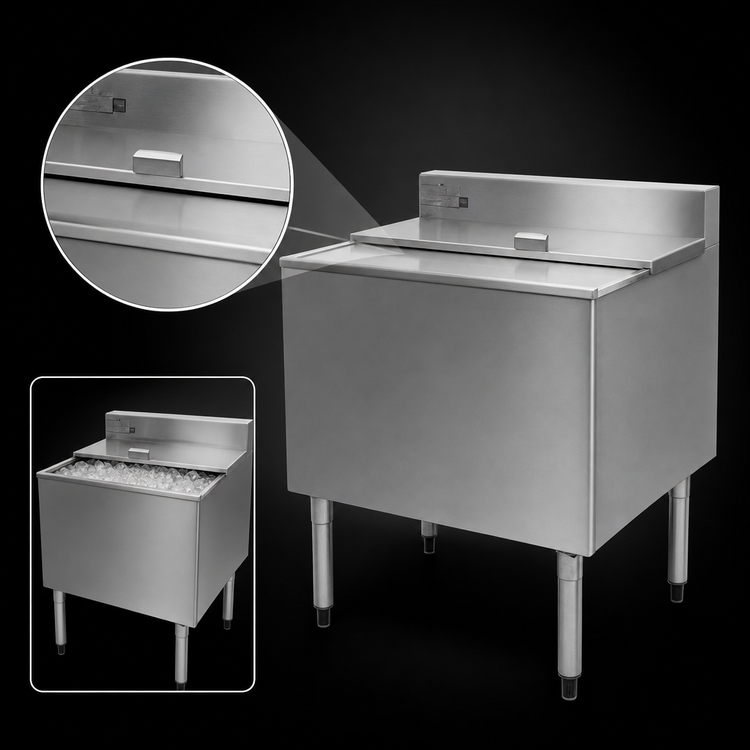 Product image #4 for Eagle 2200 Series 30 Inch Underbar Ice Bin/Cocktail Unit with Sliding Cover, 123 lb Capacity
