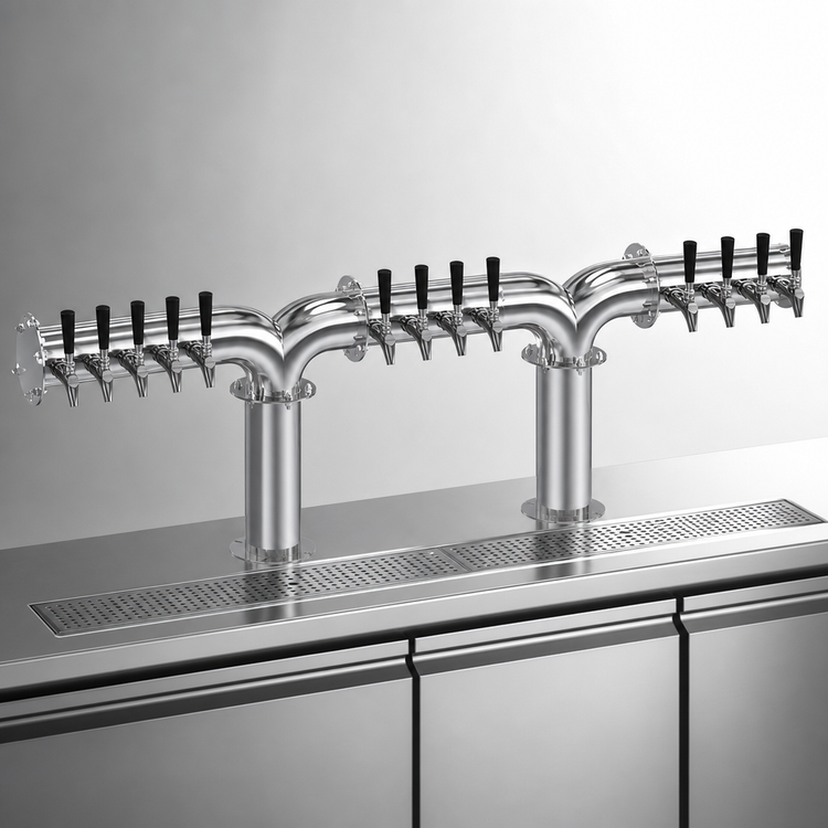 Product image #4 for Krowne Double Pipe Y-Tower 12-Faucet Glycol-Cooled Beer Tower, 60-Inch Overall Length