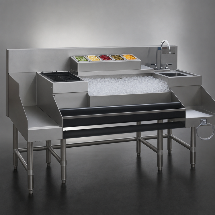 Product image #4 for Spec-Bar CCS-60-2 60" Underbar Ice Bin/Cocktail Station with Blender Sink