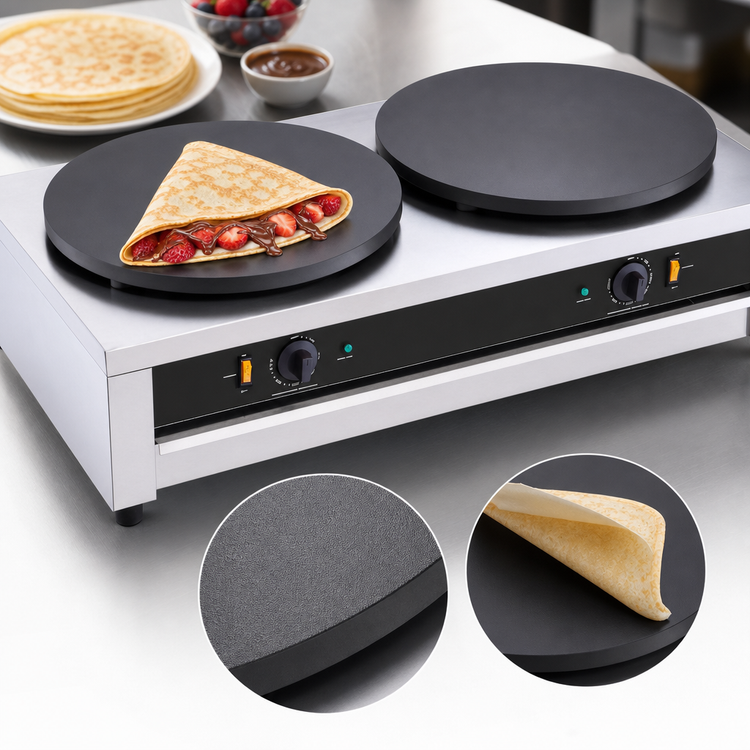 Product image #4 for Omcan 16-Inch Double Electric Countertop Crepe Maker with Non-Stick Cast Iron Plates