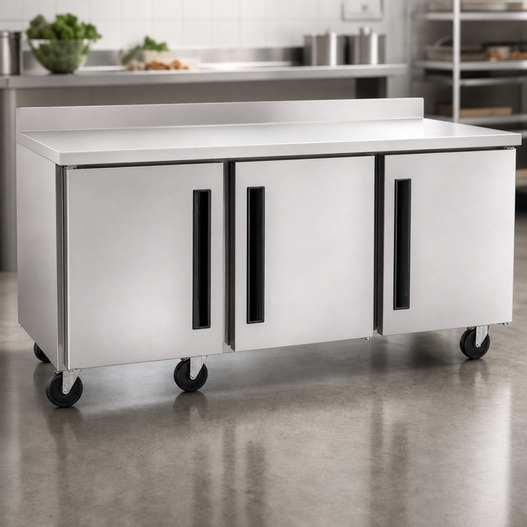 Product image #4 for Centerline CLUC-72F-SD-WTLLL 72" Three-Section Worktop Freezer with Left-Hinged Solid Doors