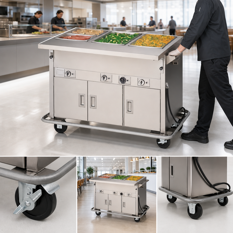 Product image #4 for Dinex ServeXpress Mobile Electric Hot Food Counter with 3 Sealed Wells