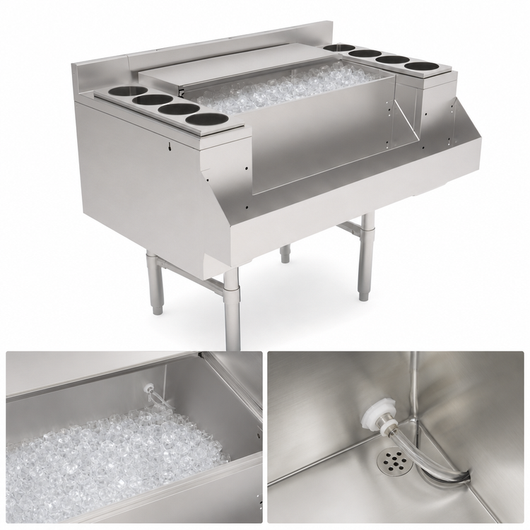 Product image #4 for Slim-Line 36-Inch Casino Jockey Box Ice Bin/Cocktail Unit with 7-Circuit Cold Plate
