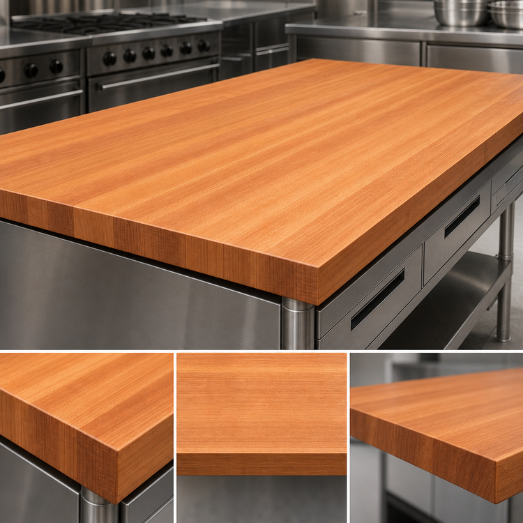 Product image #4 for Boos Block American Cherry Full-Length Edge Grain Kitchen Countertop, 96 x 42 x 3 Inch, Varnique Finish