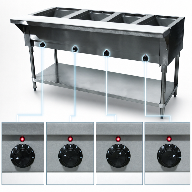 Product image #4 for Advance Tabco Triumph (Supreme) Electric Hot Food Table, 62-7/16 Inch, 4 Sealed Wells, Open Base, 120V