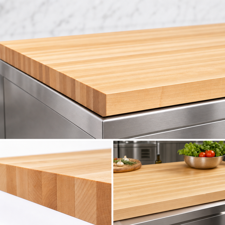 Product image #4 for Boos Block Edge Grain Northern Hard Rock Maple Kitchen Countertop, 132 x 30 x 1-1/2 Inch, Varnique Finish
