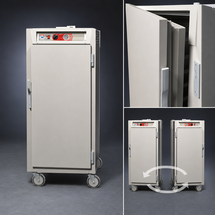 Product image #4 for Metro C5 6 Series 3/4 Height Mobile Heated Holding Cabinet with Solid Doors and Lip-Load Slides, 27-Pan Capacity