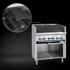 Thumbnail image #4 for Imperial (Middleby) Steakhouse IABF-36 36-Inch Gas Floor Model Charbroiler, 6 Radiant Burners, Slanted Cast Iron Grates, Open Cabinet Base