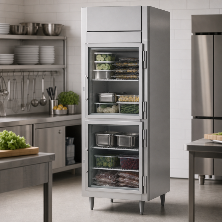 Product image #5 for Victory UltraSpec 1-Section Reach-In Freezer with Half-Height Hinged Glass Doors, 21.01 Cu. Ft., Stainless Steel, Top-Mounted Self-Contained Refrigeration