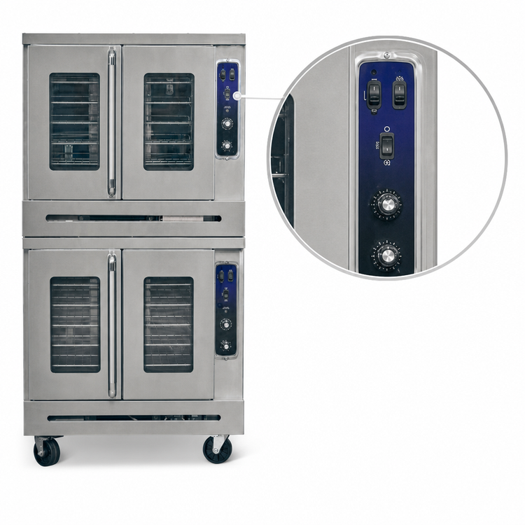 Product image #4 for Imperial PCVE-2 Double-Deck Full-Size Electric Convection Oven with Manual Controls and Windowed 50/50 Doors
