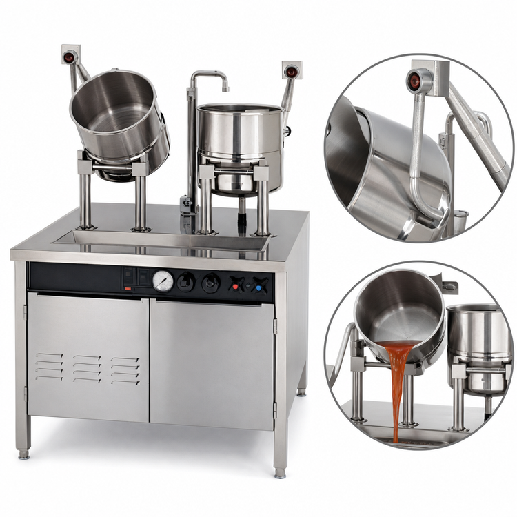 Product image #4 for Groen Electric Double Kettle Cabinet Assembly with 2 x 20 Qt Hand-Tilt Kettles