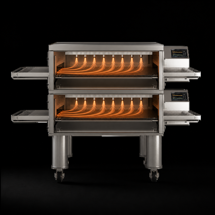 Product image #4 for Middleby Marshall X55GWB-2 Energy Management Double Deck Gas Wide-Belt Conveyor Oven, 55-Inch Chamber, 38-Inch Belt Per Deck