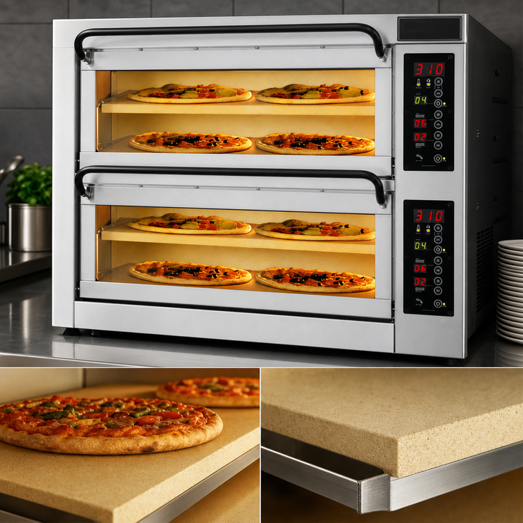 Product image #4 for PizzaMaster PM 352ED-4DW Countertop Electric Stone Hearth Pizza Oven, 2 Chambers, 4 Hearthstones per Oven