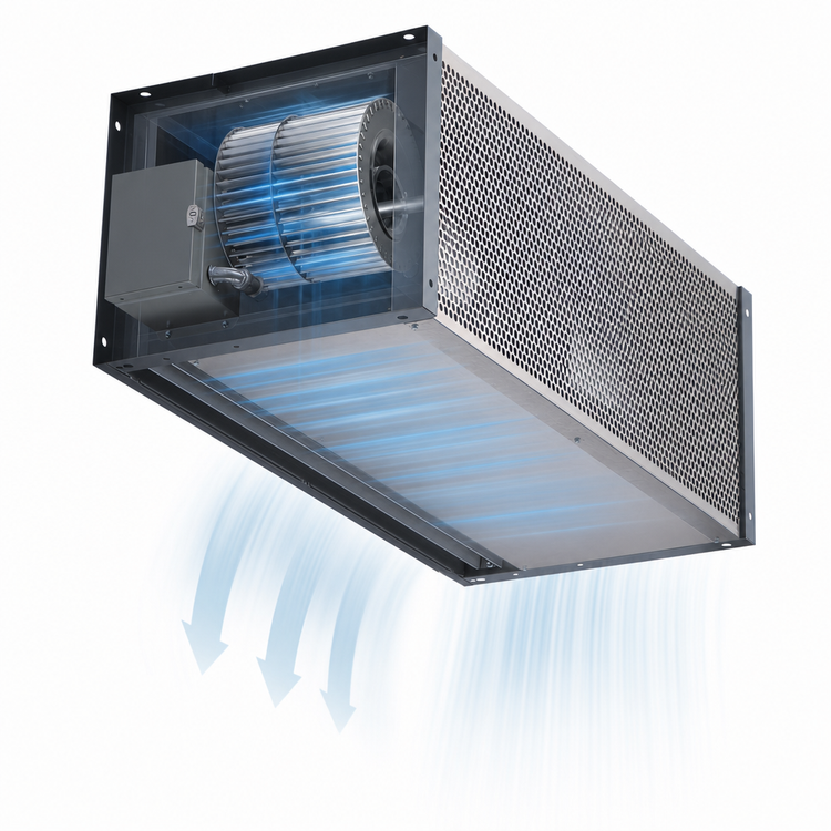 Product image #4 for Berner Industrial IDC12-2096E 96-Inch Electric Heated Direct Drive Air Curtain