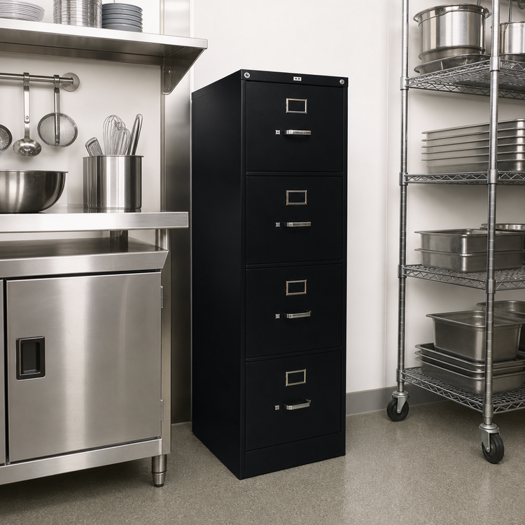 Product image #4 for Omcan USA 4-Drawer Vertical Filing Cabinet, 18-1/4 Inch Wide, Charcoal Black