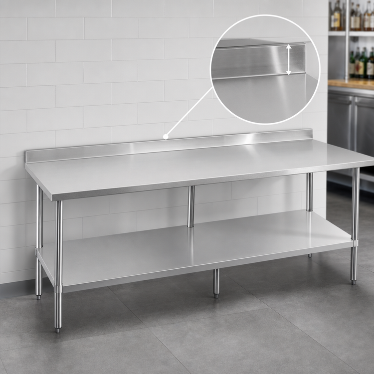 Product image #4 for Sapphire 108-Inch Stainless Steel Underbar Worktable with 5-Inch Backsplash and Undershelf