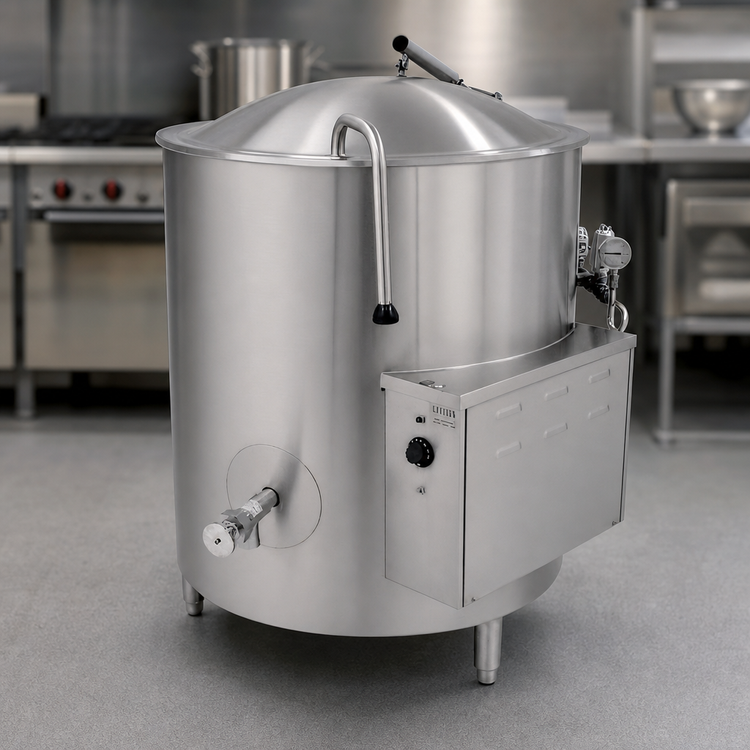 Product image #4 for AccuTemp Edge Series 80-Gallon Electric Stationary Steam Kettle, 2/3 Jacket, Leg-Mounted