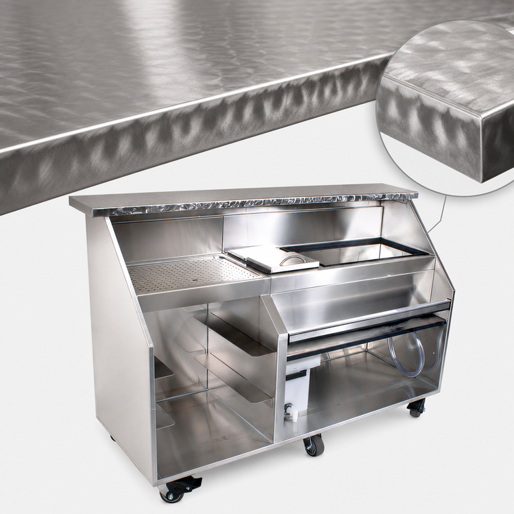 Product image #4 for Glastender Portable Bar for Glassware with 72-Inch Stainless Steel Top, 12-Inch Ice Bin and 30-Inch Iced Beverage Compartment