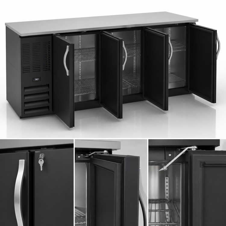Product image #4 for Beverage-Air BB72HC-PT-B 72-Inch Three-Section Pass-Thru Back Bar Cooler with Solid Doors