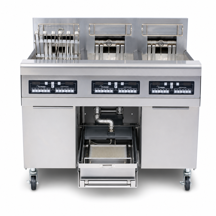Product image #4 for Frymaster RE High Efficiency 3-Tank Electric Fryer Battery with Built-In Filtration