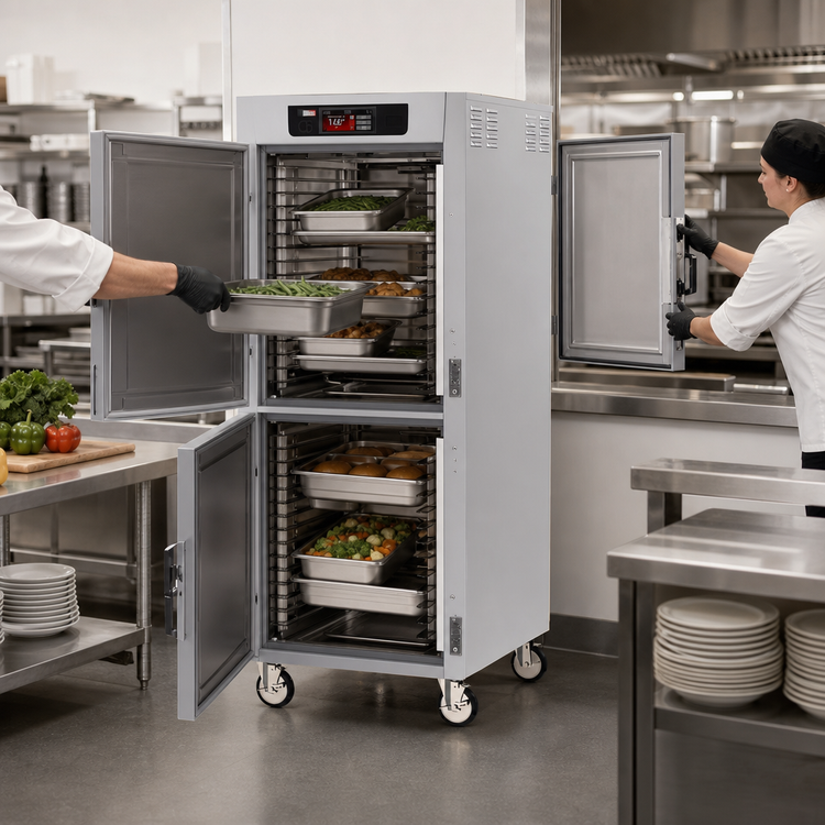 Product image #4 for Metro C5 8 Series Mobile Full-Height Pass-Thru Heated Holding Cabinet with Touch-Screen Controls, Dutch Doors, and Lip-Load Slides