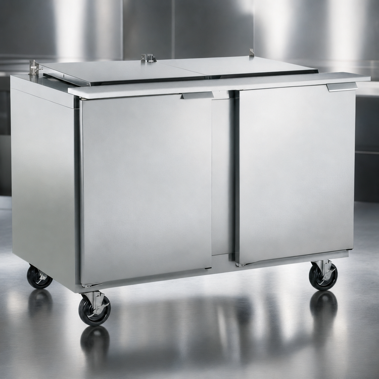 Product image #4 for Dealer's Choice UST4818-LR 48-Inch Two-Section Mega Top Prep Table Refrigerator with (18) 1/6 Pan Capacity