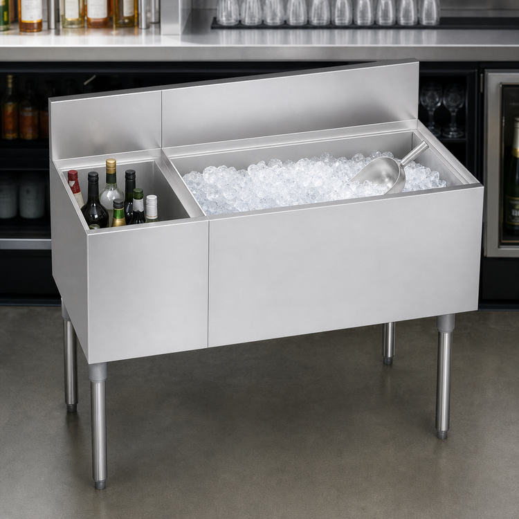 Product image #4 for Krowne Royal Series 42-Inch Right-Hand Underbar Combination Ice Bin with Insulated Bottle Storage