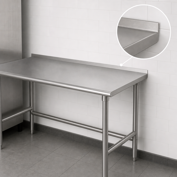 Product image #4 for Advance Tabco 84-Inch x 24-Inch 16-Gauge 304 Stainless Steel Work Table with 1-1/2-Inch Rear Up-Turn