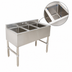 Thumbnail image #4 for Klinger's Trading Three-Compartment Underbar Sink with 3-Inch Backsplash, 304 Stainless Steel, 38-1/2 Inch W x 18-3/4 Inch D x 33 Inch H