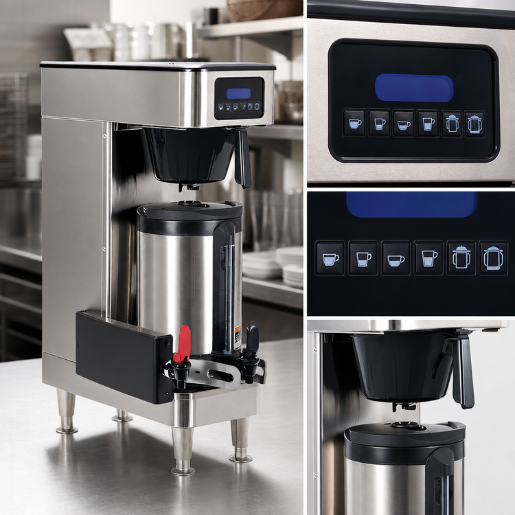 Product image #4 for BUNN Soft Heat ICB Automatic Fill Airpot Coffee Brewer with Hot Water Faucet, 6 Brew Buttons, 1 to 1-1/2 Gallon Batches