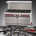 Thumbnail image #4 for American Range 60-Inch Commercial Gas Range with Left Griddle, 8 Open Burners, Standard Oven, and Storage Base